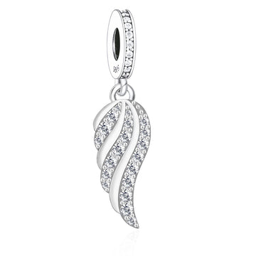 "Celestial Wing" Feather Dangle - 925 Silver Radiant Zircon Charm