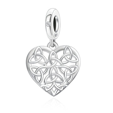 "Celtic Eternal" Heart Dangle - 925 Silver Knot Work Openwork Charm