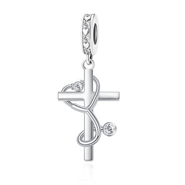 "Healer's Faith" Stethoscope Cross Dangle - 925 Silver Medical Heart Charm