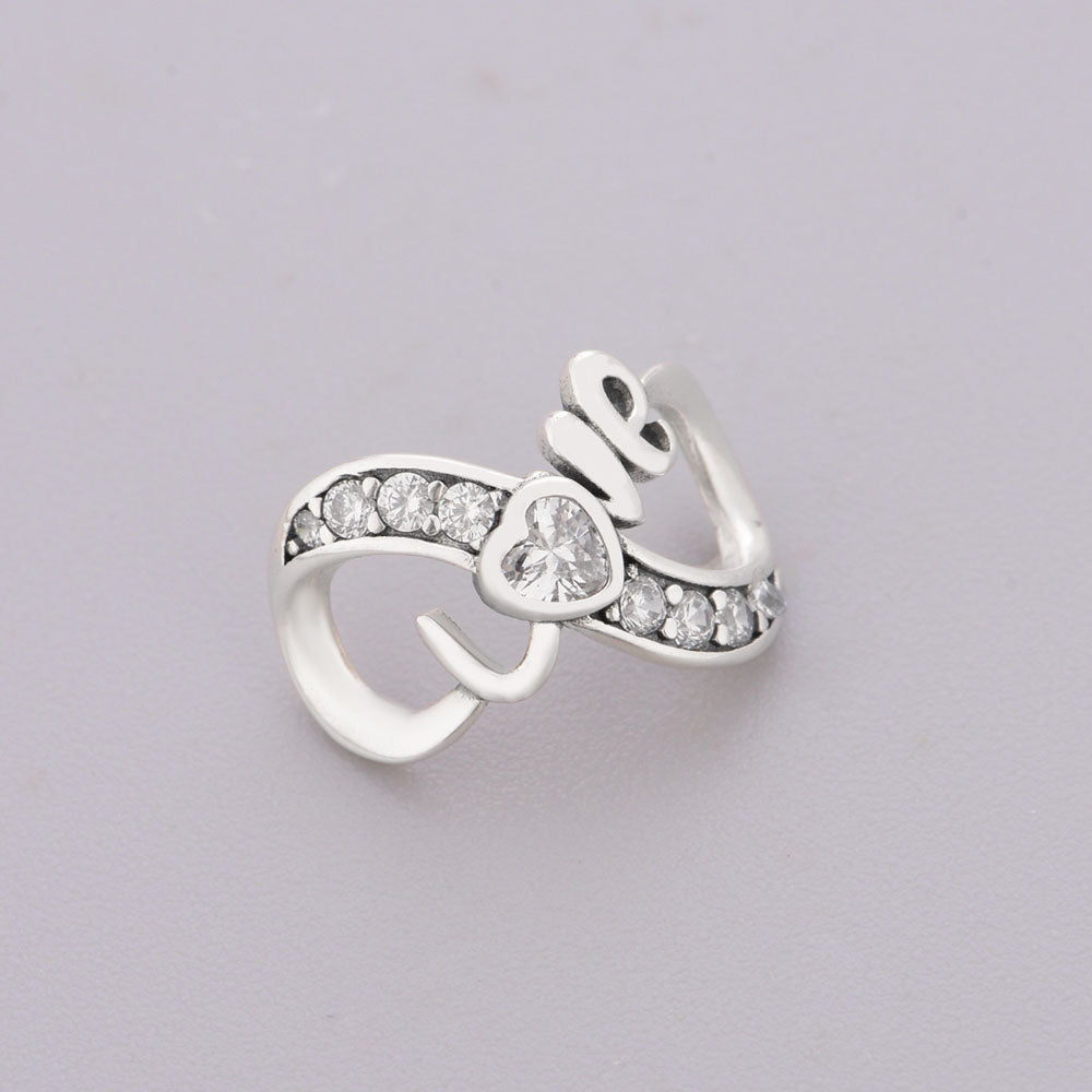 "Endless Devotion" LOVE Infinity Charm - 925 Silver Heart Zircon Bead