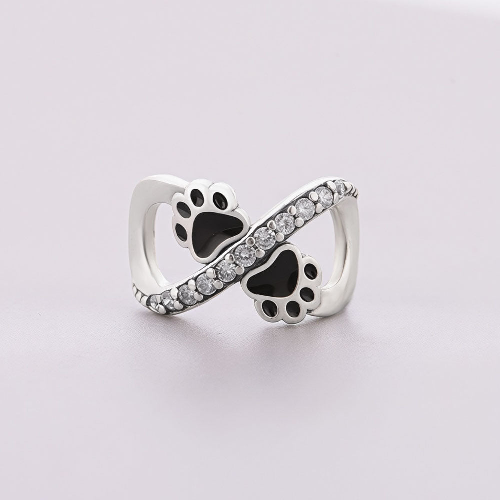 "Infinite Bond" Pet Paw Charm - 925 Silver Zircon Infinity Bead