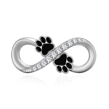 "Infinite Bond" Pet Paw Charm - 925 Silver Zircon Infinity Bead