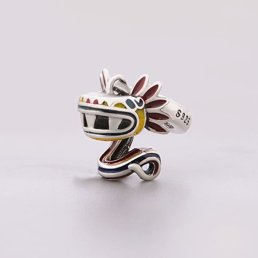 "Mayan Oracle" Quetzalcoatl Dangle - 925 Silver Feathered Serpent Charm