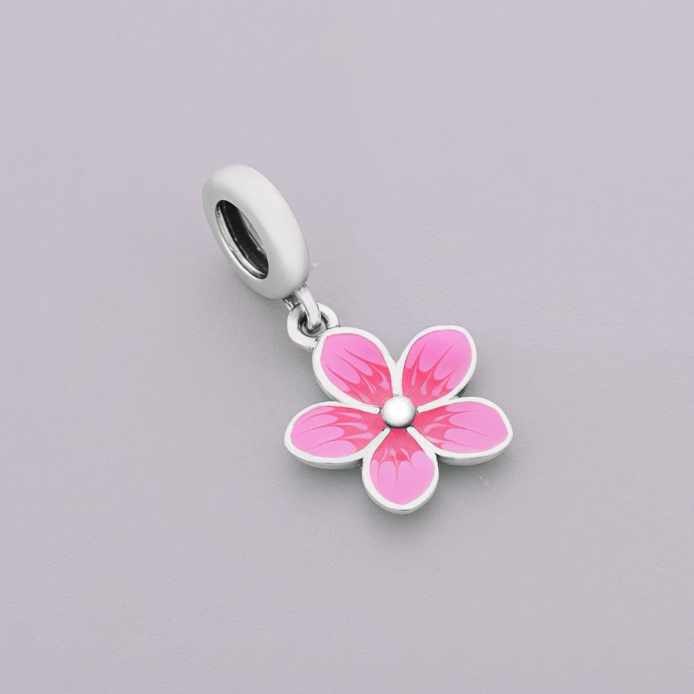 "Fleeting Radiance" Cherry Blossom Dangle - 925 Silver Pink Sakura Charm