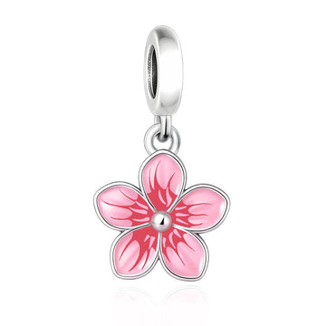 "Fleeting Radiance" Cherry Blossom Dangle - 925 Silver Pink Sakura Charm