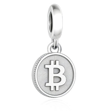 "Digital Pulse" Bitcoin Dangle - 925 Silver Crypto Asset Medallion Charm