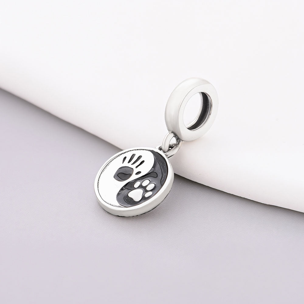 "Soul Harmony" Yin Yang Paw - 925 Silver Pet Bond Enamel Dangle Charm