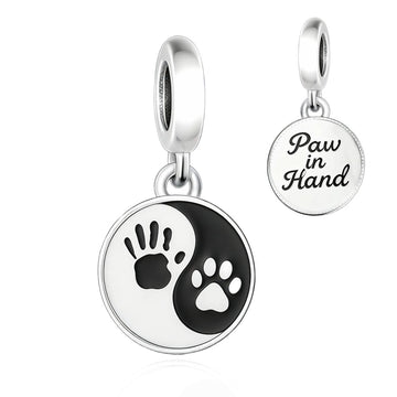 "Soul Harmony" Yin Yang Paw - 925 Silver Pet Bond Enamel Dangle Charm
