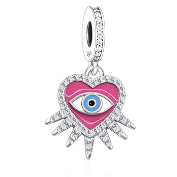 "Intuitive Love" Evil Eye Dangle - 925 Silver Heart Protection Charm