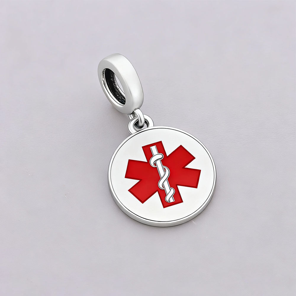 "Guardian Pulse" Medical Alert Dangle - 925 Silver Type 2 Diabetic ID Charm