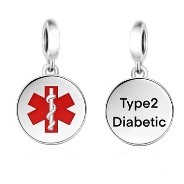 "Guardian Pulse" Medical Alert Dangle - 925 Silver Type 2 Diabetic ID Charm