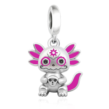 "Cosmic Axolotl" Mexican Salamander Dangle - 925 Silver Pink Enamel Charm