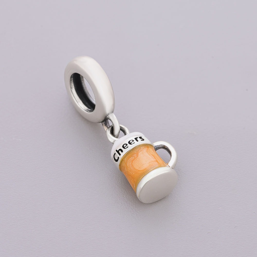 "Golden Cheers" Beer Mug Dangle - 925 Silver Amber Glow Celebration Charm
