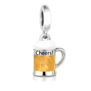 "Golden Cheers" Beer Mug Dangle - 925 Silver Amber Glow Celebration Charm