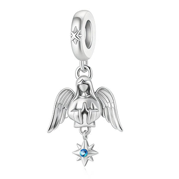 "Celestial Guardian" Praying Angel - 925 Silver Blue Star Spirit Charm
