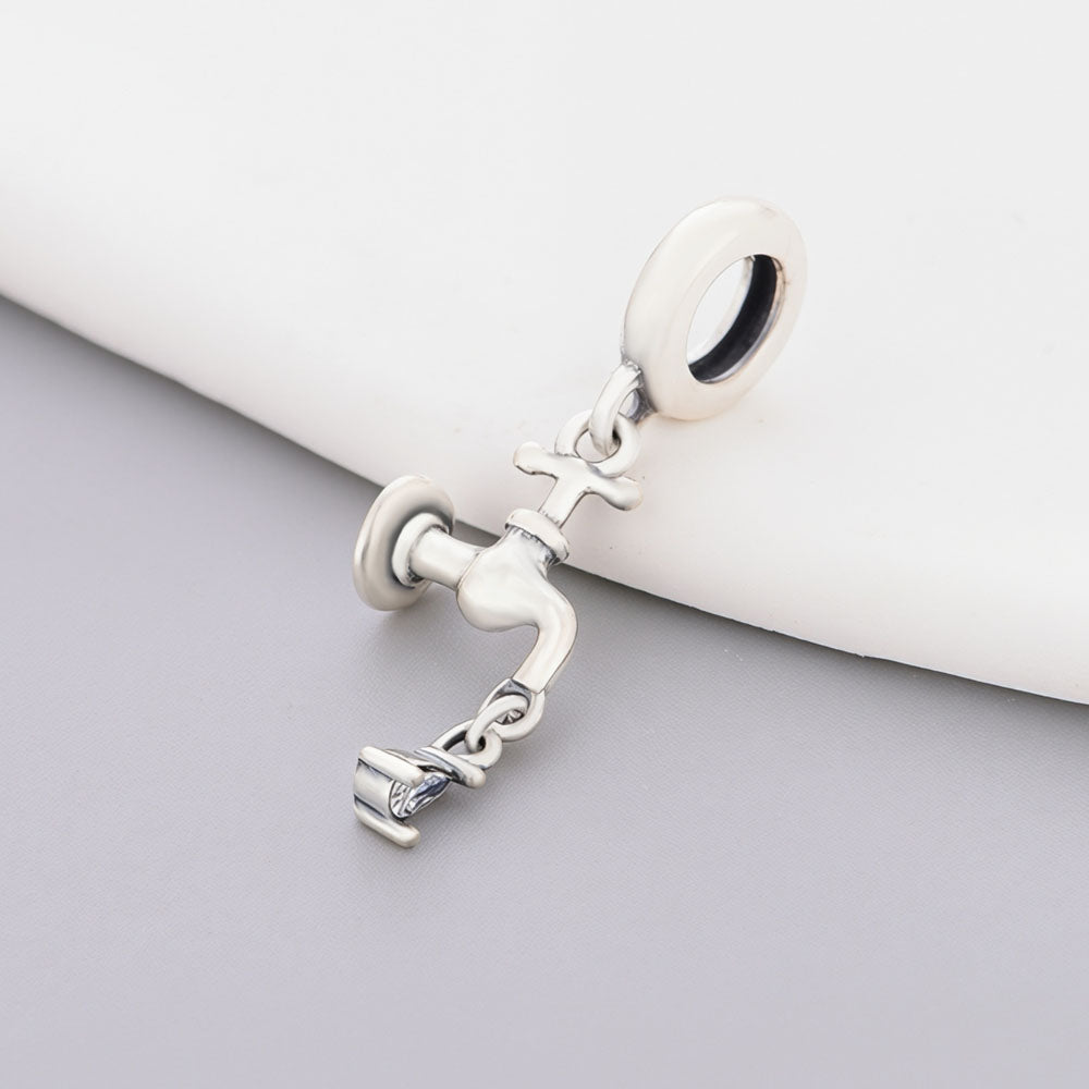 "Source of Life" Faucet Dangle - 925 Silver Dewdrop Zircon Charm
