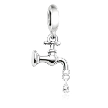 "Source of Life" Faucet Dangle - 925 Silver Dewdrop Zircon Charm
