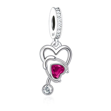 "Heartbeat Healer" Stethoscope Dangle - 925 Silver Medical Heart Charm