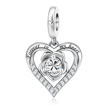 "Rose Resonance" Heart Dangle - 925 Silver Forever In My Heart Charm