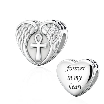 "Eternal Ankh" Wings Heart - 925 Silver Spiritual Guardian Charm