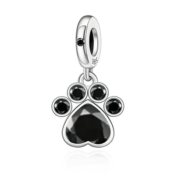 "Eternal Paw" Onyx-Tone Dangle - 925 Silver Sparkling Pet Charm