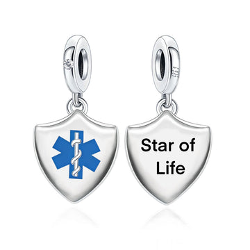 "Guardian Pulse" Star of Life Dangle - 925 Silver Medical Shield Charm