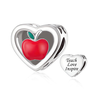"Heart of Gratitude" Apple Charm - 925 Silver Teacher Appreciation Gift