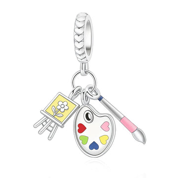 "Creative Spectrum" Artist Trio Dangle - 925 Silver Palette & Easel Charm