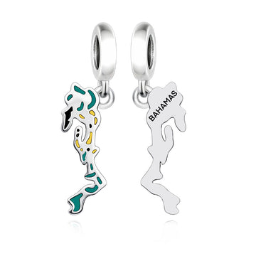 "Caribbean Echo" Bahamas Map Dangle - 925 Silver Tropical Spirit Charm