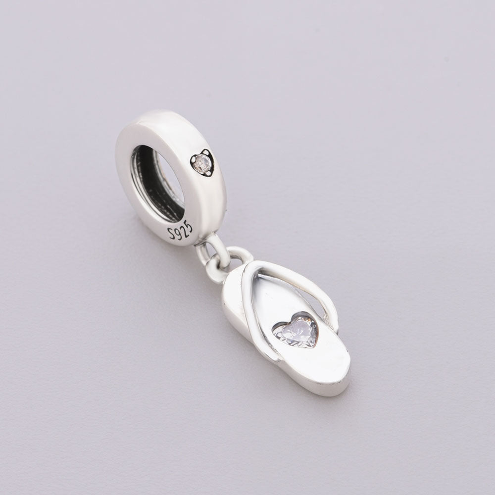 "Summer Wander" Slipper Dangle - 925 Silver Heart Zircon Spirit Charm