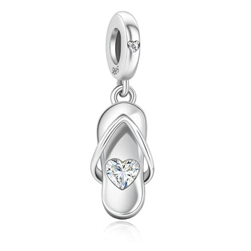 "Summer Wander" Slipper Dangle - 925 Silver Heart Zircon Spirit Charm