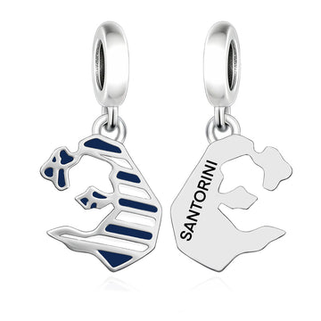 "Aegean Echo" Santorini Map Dangle - 925 Silver Greece Spirit Charm