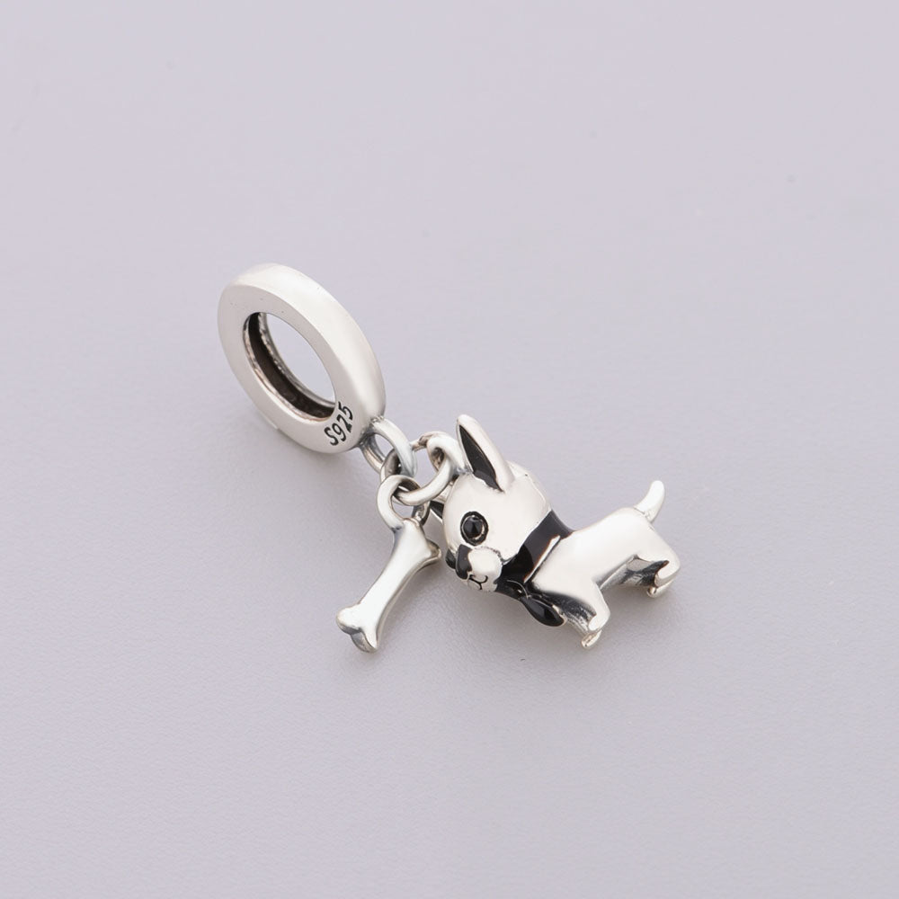 "Loyal Echo" Chihuahua Dangle - 925 Silver Dog & Bone Spirit Charm