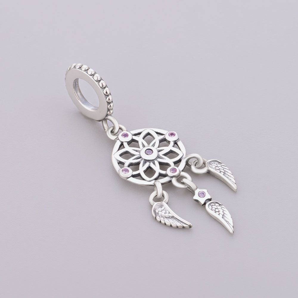 "Dream Wing" Catcher Dangle - 925 Silver Pink & Purple Spirit Charm