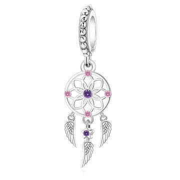 "Dream Wing" Catcher Dangle - 925 Silver Pink & Purple Spirit Charm