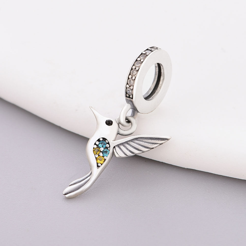 "Vibrant Wings" Hummingbird Dangle - 925 Silver Colorful Spirit Charm