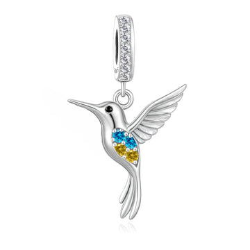 "Vibrant Wings" Hummingbird Dangle - 925 Silver Colorful Spirit Charm