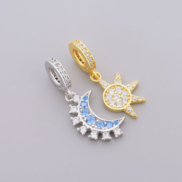 "Celestial Echo" Sun & Moon Dangle - 925 Silver Gold Harmony Charm