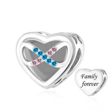 "Eternal Kinship" Heart Charm - 925 Silver Family Forever Infinity Bead