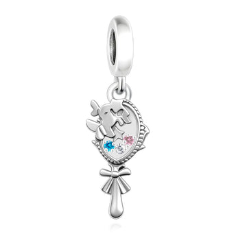 Mystic Mirror" Butterfly Dangle - 925 Silver Vintage Hand Mirror Charm