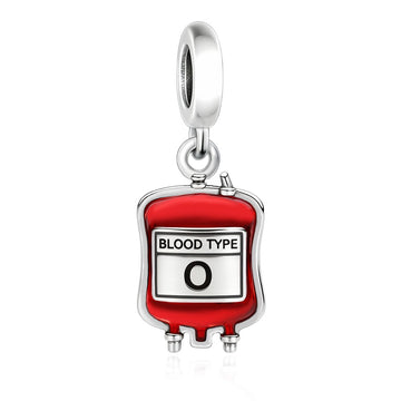 "Vital Essence" Blood Bag Dangle - 925 Silver Type O Life Charm