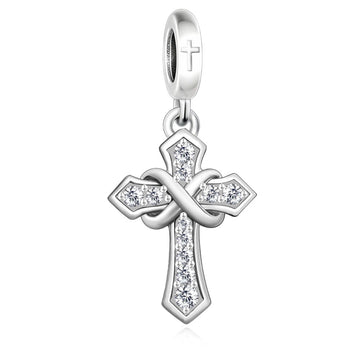 "Divine Continuum" Cross Dangle - 925 Silver Zircon Infinity Charm