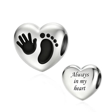"First Echo" Baby Prints Charm - 925 Silver Always in My Heart Bead