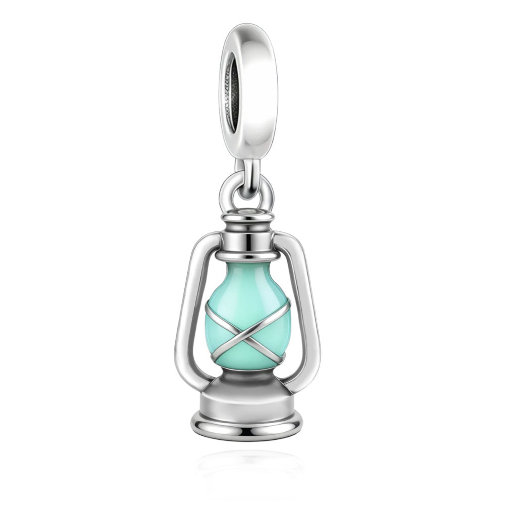 "Guiding Light" Lantern Dangle - 925 Silver Glow-in-the-Dark Charm