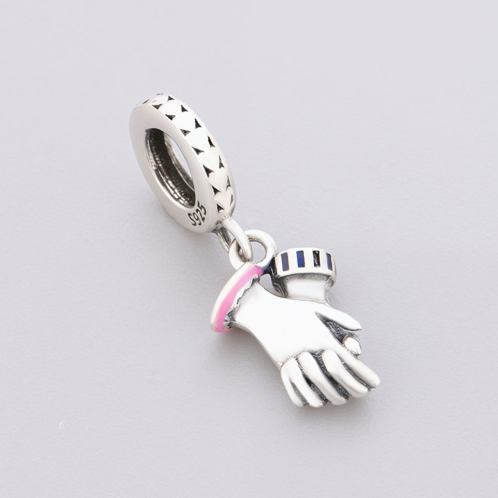 "Soul Connection" Hand-in-Hand Dangle - 925 Silver Couple's Charm