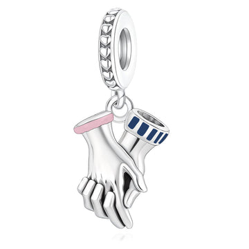 "Soul Connection" Hand-in-Hand Dangle - 925 Silver Couple's Charm