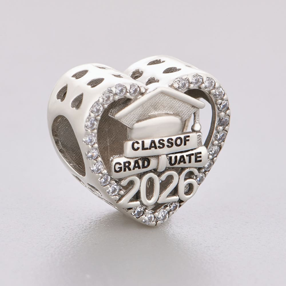 "The Milestone" Class of 2023-2026 Graduation Heart Charm - 925 Silver