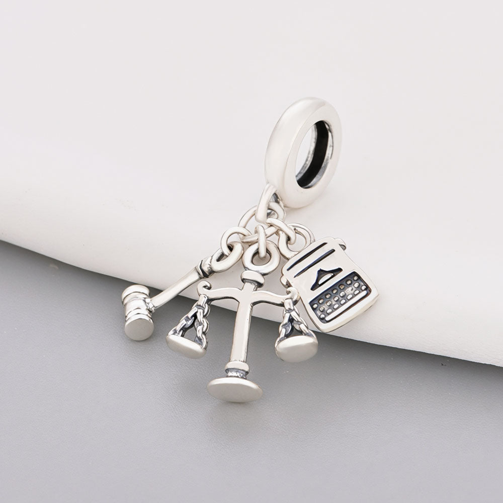 "Scales of Truth" Law Theme Dangle - 925 Silver Justice Trio Charm