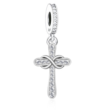 "Infinite Grace" Infinity Cross Dangle - 925 Sterling Silver Pave Sparkling Faith Charm