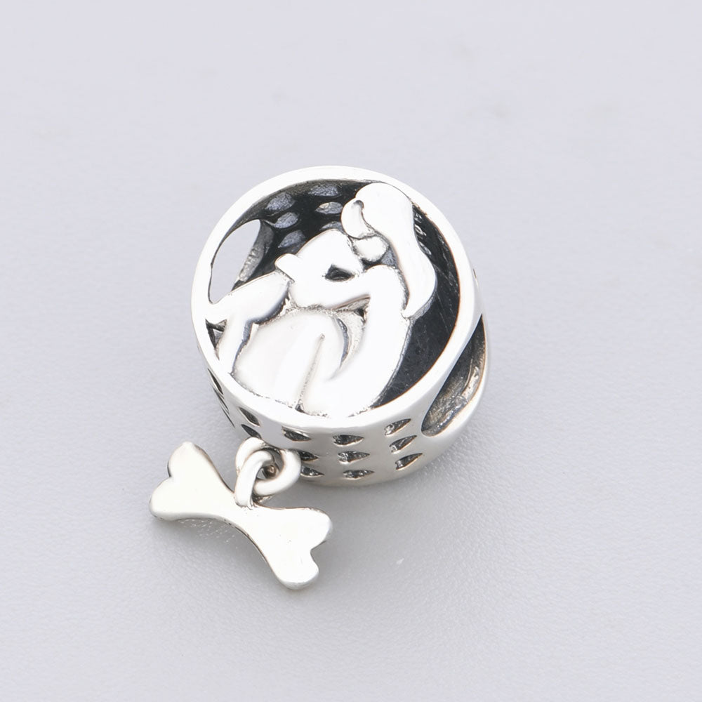 "Soulful Embrace" Pet Memorial Bead - 925 Silver Bone Dangle Charm